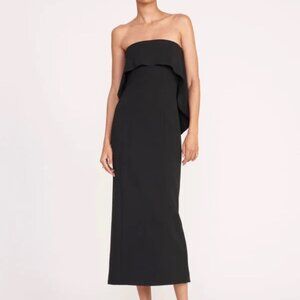 STAUD Black Scarlett Strapless Midi Dress —Sz. 6 *NWT* MSRP: $395+tax